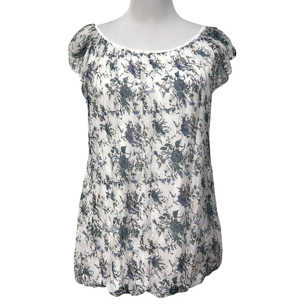 Luisa Ricci Silk Floral Peasant Blouse Size Large Boho Cottagecore Romance